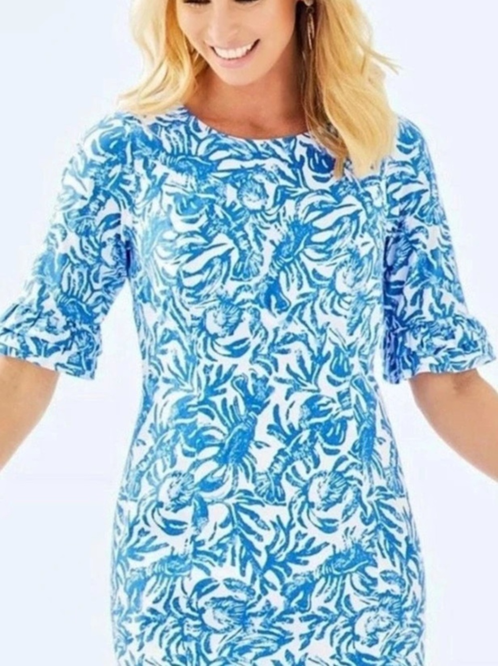 Lilly Pulitzer Floral Mini Dress in Blue & White Size 8 Like New